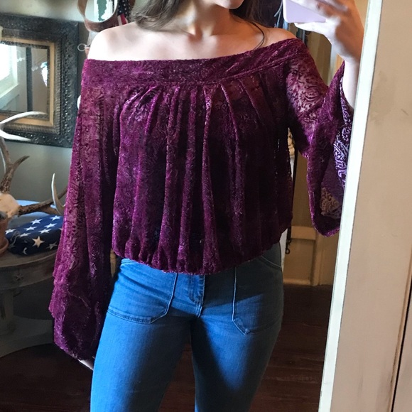 Free People Tops - Free People OTS velvet lace top